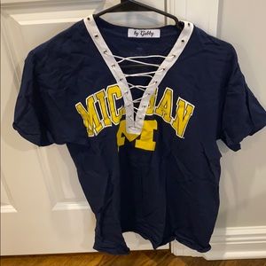 By Gabby Michigan Tailgate Lace Up Shirt